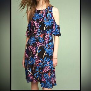 Anthropologie Maeve Elia Cold-Shoulder Floral Print Midi Dress Size 14